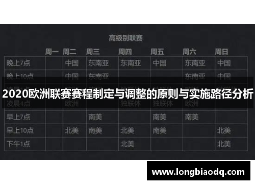2020欧洲联赛赛程制定与调整的原则与实施路径分析